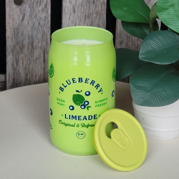 DW Home Other - Blueberry Limeade Candle - Bright Green Soda Can Glass Glass Vessel Silicone Lid